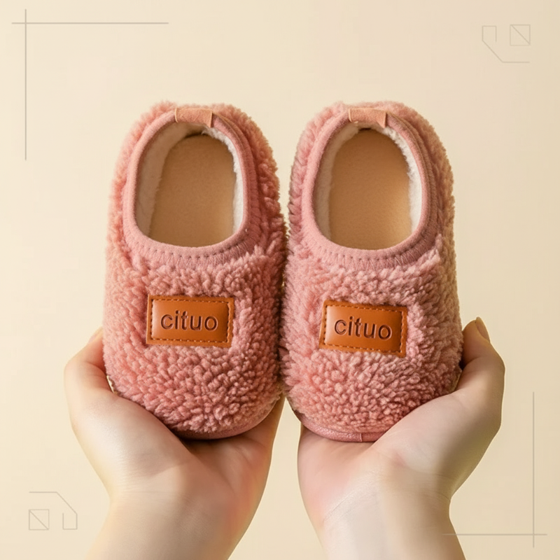 Chaussons d’hiver pour enfants doublés en polaire, avec semelle antidérapante, chauds et doux, rose, vert, marron, 12-18 mois, chaussures pour bébé | Sulvida