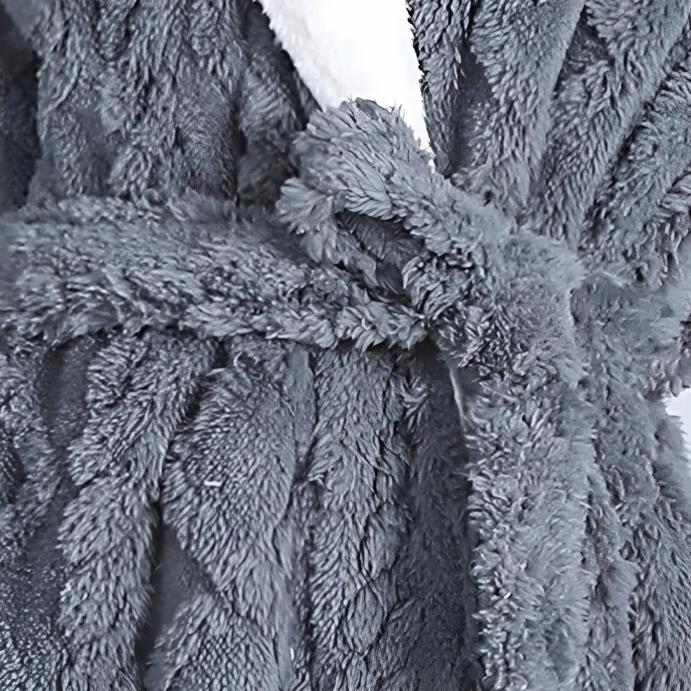Luxe badjas met capuchon voor dames en heren lang fleece ochtendjas zacht comfort wellness relaxen thuis | Sulvida