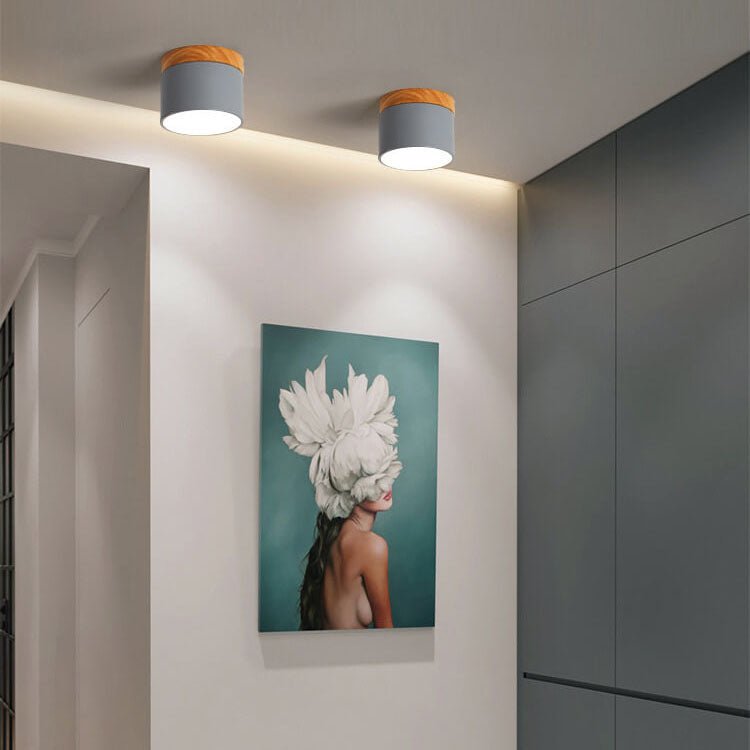 Moderne Plafondlamp Scandinavisch Minimalistisch Hout LED Klein Rond Strak Hal Slaapkamer Gang Verlichting | Sulvida