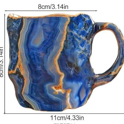 Mineraalkristal koffiebeker met natuurlijke textuur – 350-450 ml handgemaakt keramiek voor warme en koude dranken | Sulvida