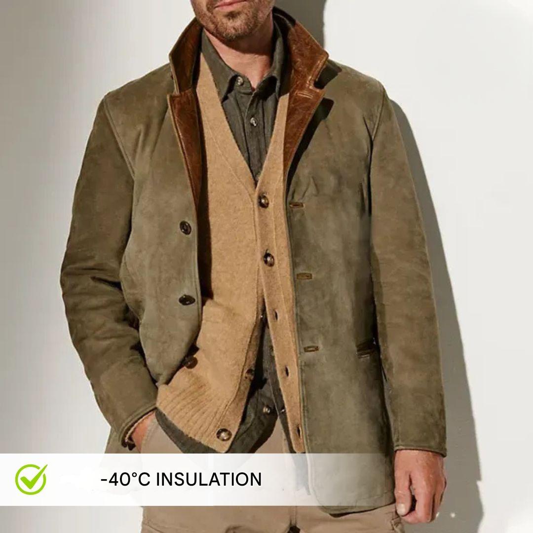 Wildleren Blazer Heren Herfst Bruin Zwart Blauw Khaki Reverskraag Tweeknops Casual Elegant Najaarscollectie | Sulvida