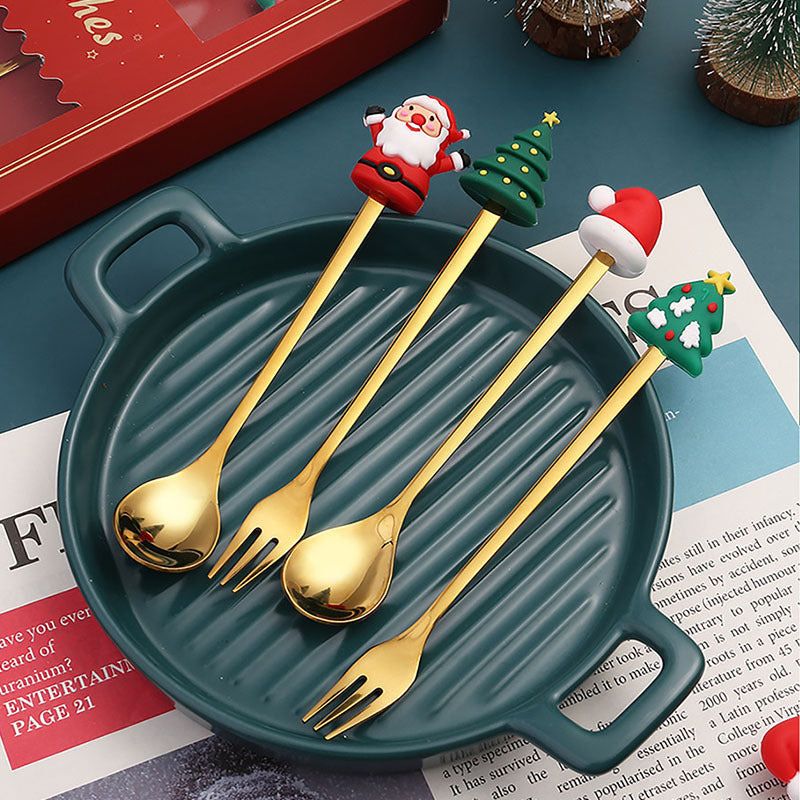 Feestelijk Bestek Set met Kerstthema Roestvrijstalen Vork Lepel Mes Tafelbestek Kerstdiner Decoratie | Sulvida