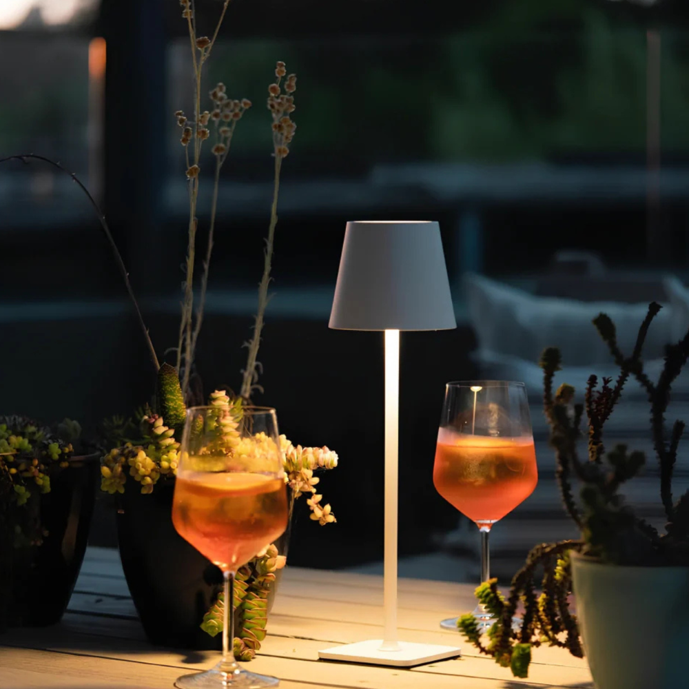 Draadloze Oplaadbare Tafellamp Dimbaar Touch 38cm Metaal LED Sfeerlamp Cordless Binnen Buiten Terras | Sulvida