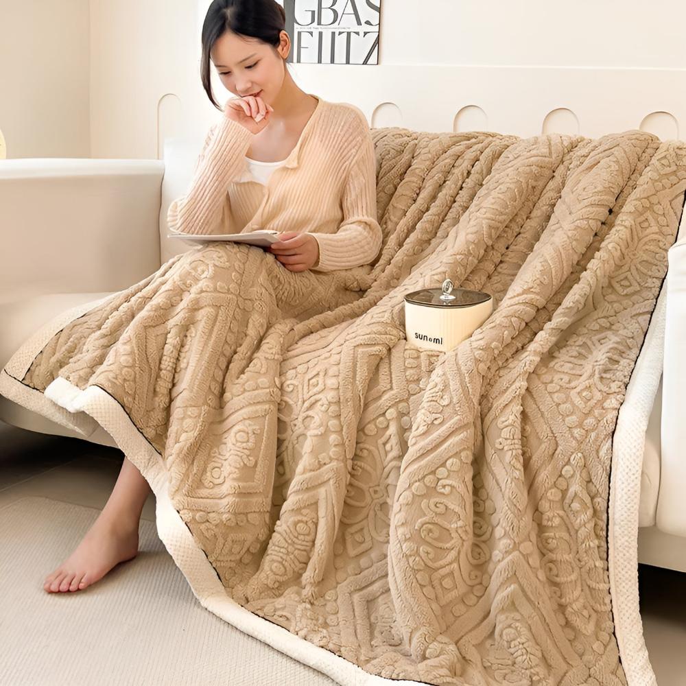 Dubbellaagse Sherpa Plaid Mandala Design met Fluweeltouch Decoratief Woonplaid voor Bank en Bed Luxe Deken | Sulvida