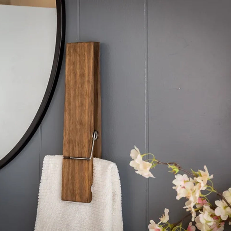 Houten Knijper Handdoekhouder Wandmontage Badkamer Keuken Vintage Decoratief Rustiek Design 22 cm Landelijk | Sulvida