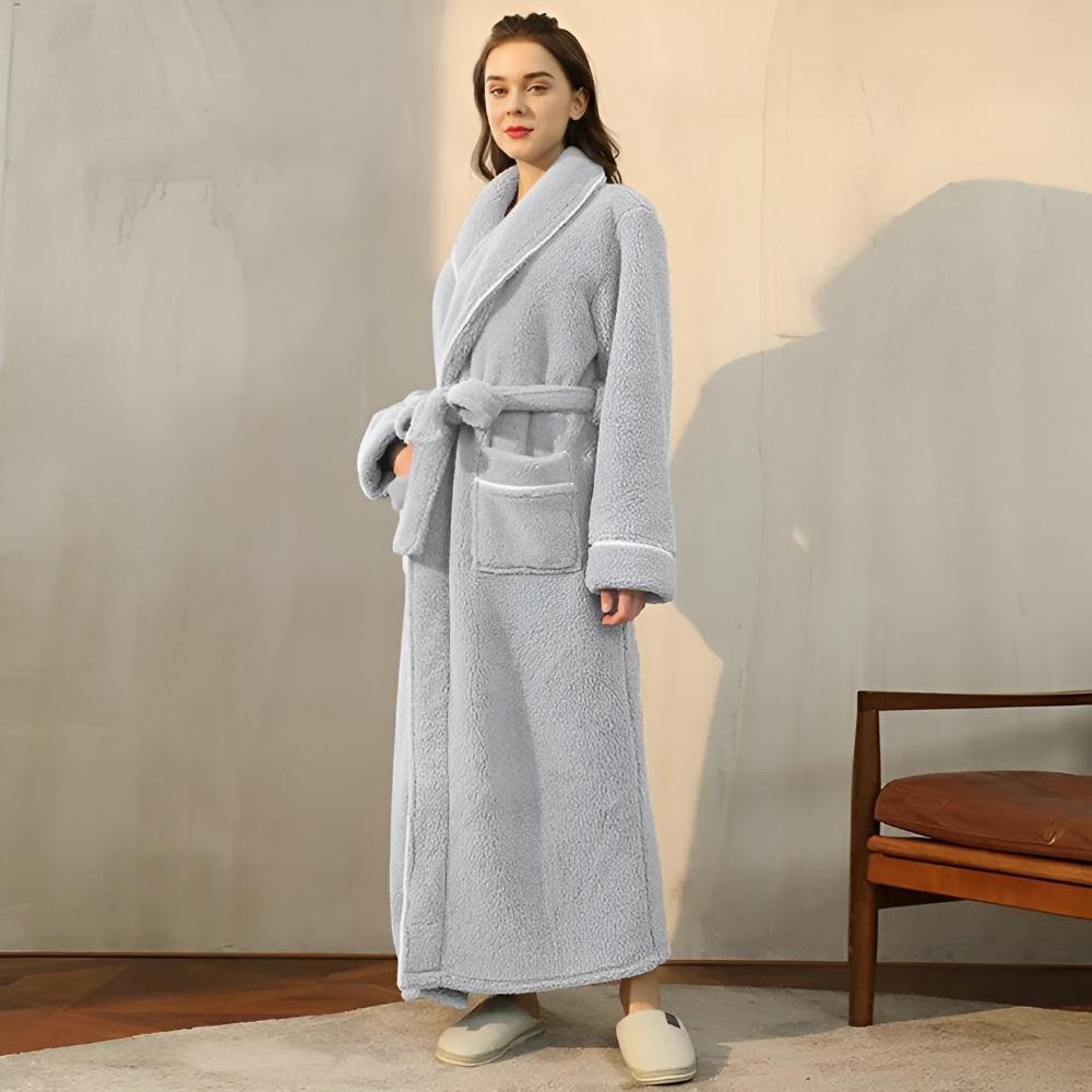 Sherpa Badjas Fluffy Fleece Ochtendjas Unisex Dames Heren Lange Badstofjas Huisjasje Loungewear Katoen | Sulvida