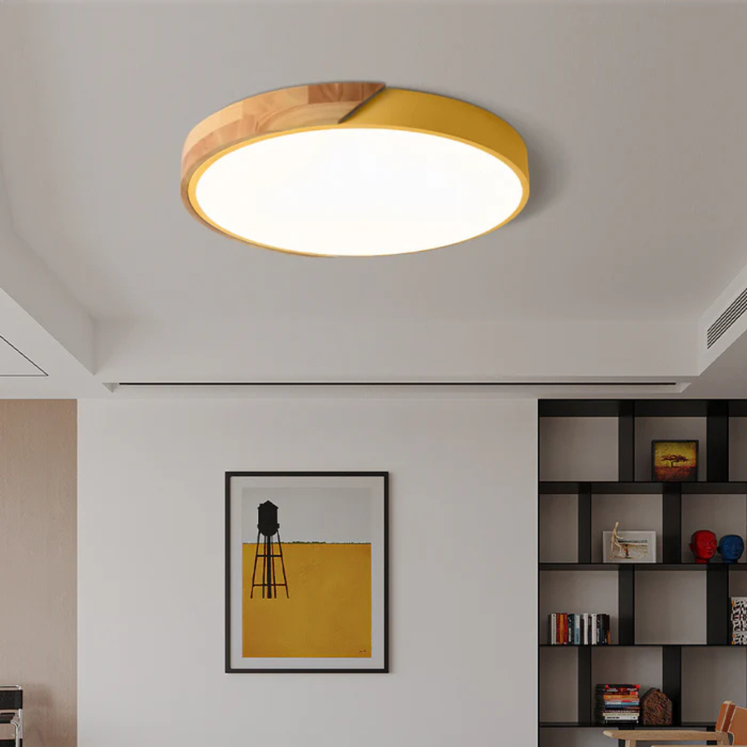 Plafondlamp Hout & Acryl Scandinavisch Design Warm Licht Ø23/30cm Slaapkamer Woonkamer Energiezuinige LED | Sulvida