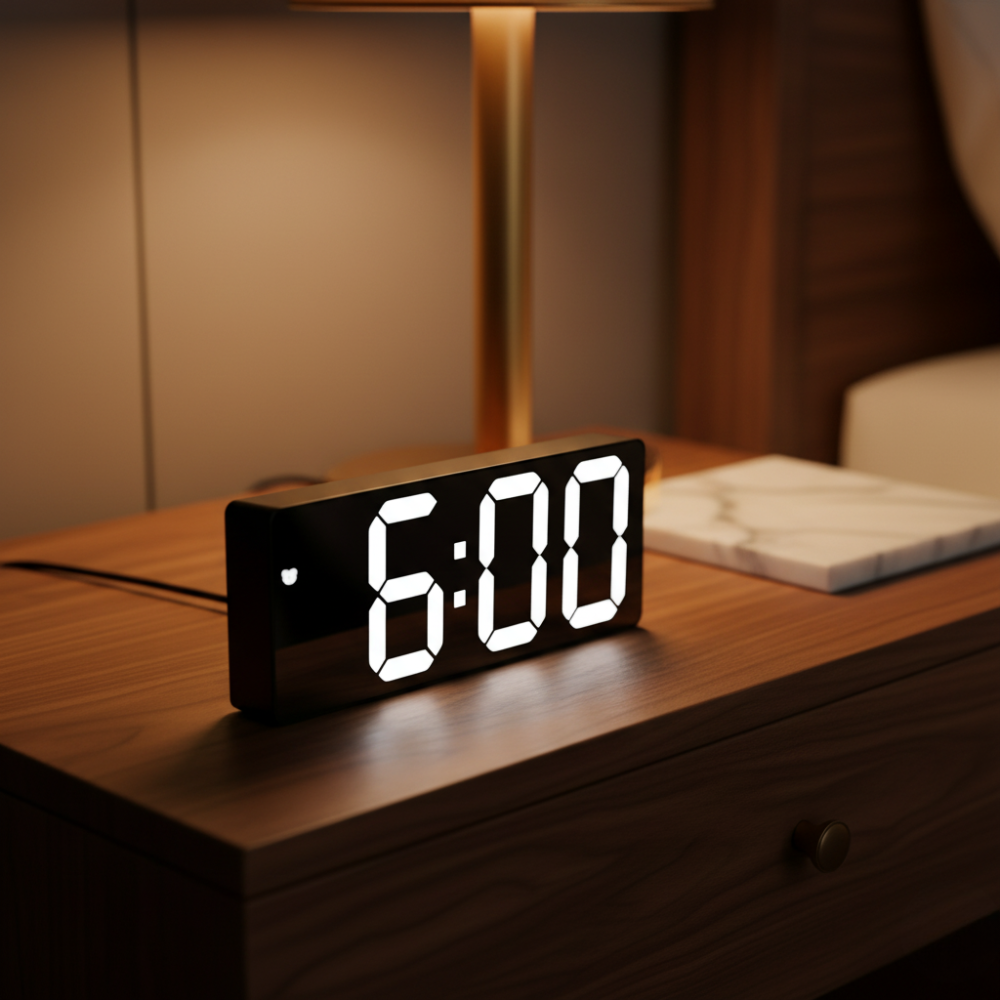 Digitale Wekker met LED Spiegel Display Tijd Datum Temperatuur Alarm Snooze Functie Slaapkamer Kantoor | Sulvida