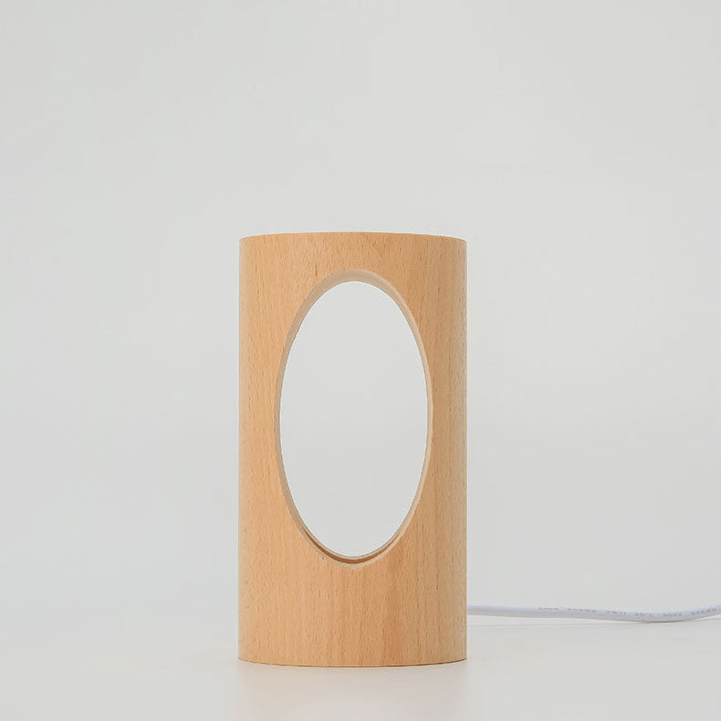 Japanse Houten Tafellamp Rechthoekig LED USB Nachtlampje Warm Licht Massief Hout 3000K Sfeerlamp Slaapkamer | Sulvida