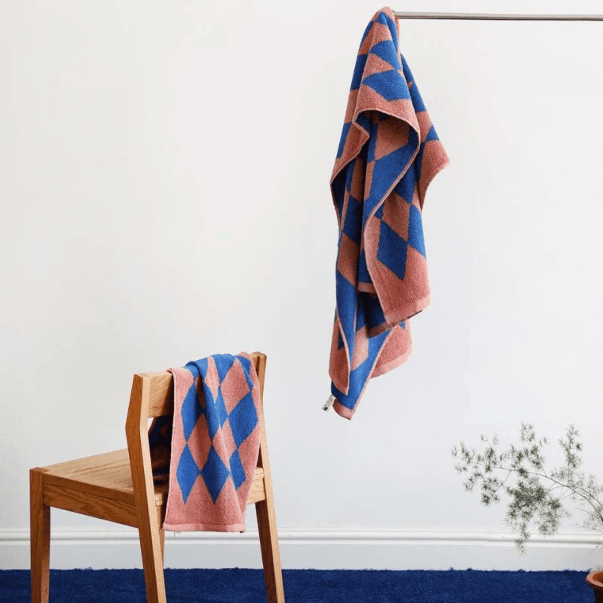 Blauwe Diamant Katoenen Handdoeken Retro Gestreept Badtextiel Zacht Absorberend Luxe Badkamer Accessoire | Sulvida
