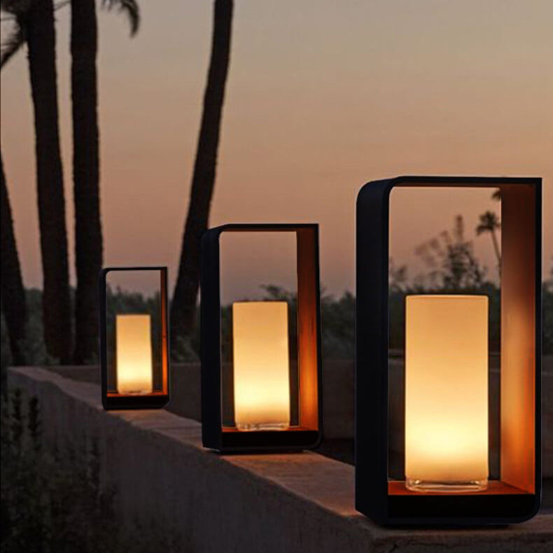 Tuinverlichting LED Vierkant Zwart RVS Acryl Frame Paal Lichtpunt Terras Pad Verlichting Outdoor 30-60cm | Sulvida