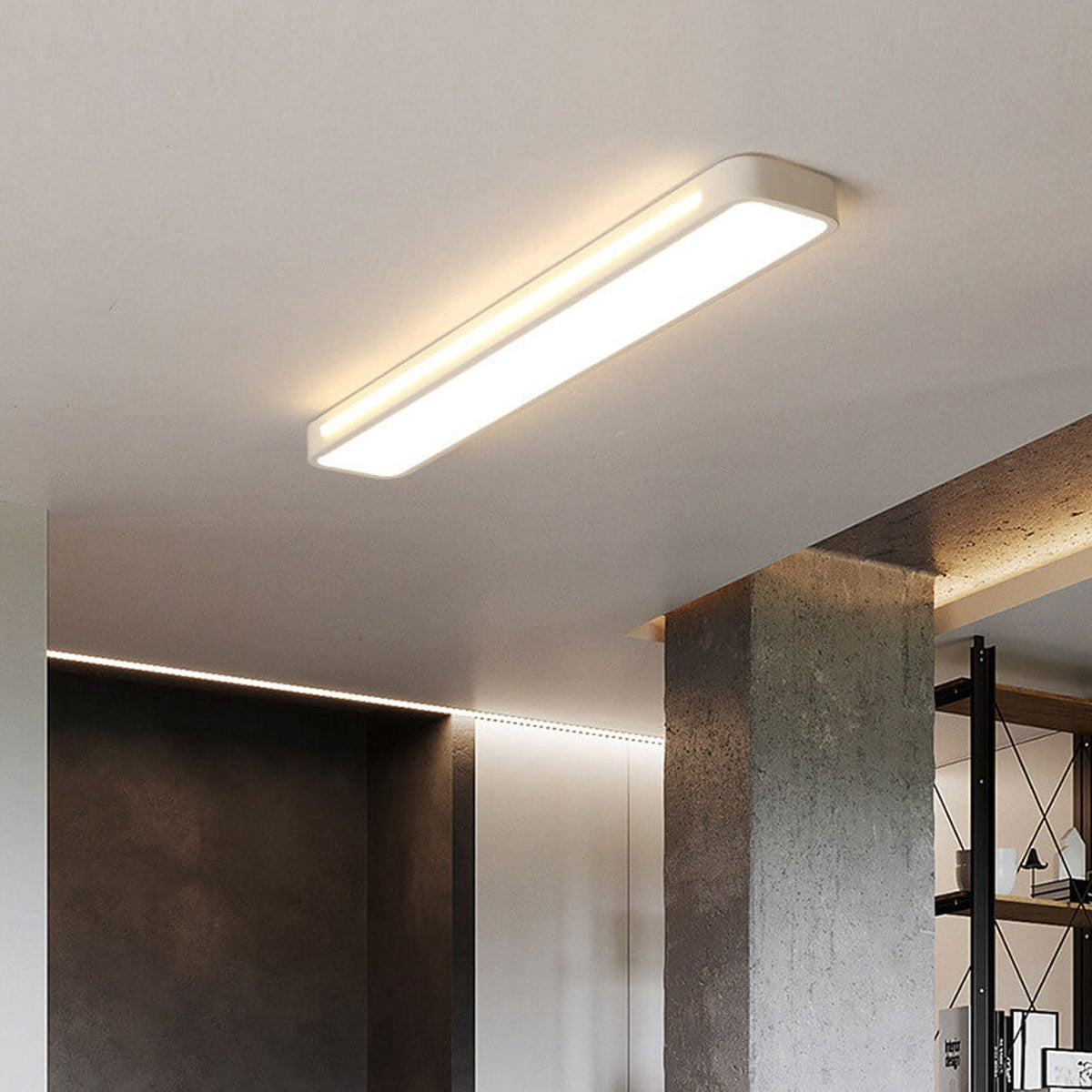Langwerpige LED-plafondlamp voor hal en woonkamer minimalistische stijl zwart wit moderne verlichting | Sulvida