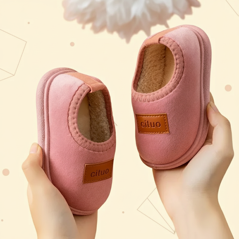 Chaussons d’hiver pour enfants doublés en polaire, avec semelle antidérapante, chauds et doux, rose, vert, marron, 12-18 mois, chaussures pour bébé | Sulvida