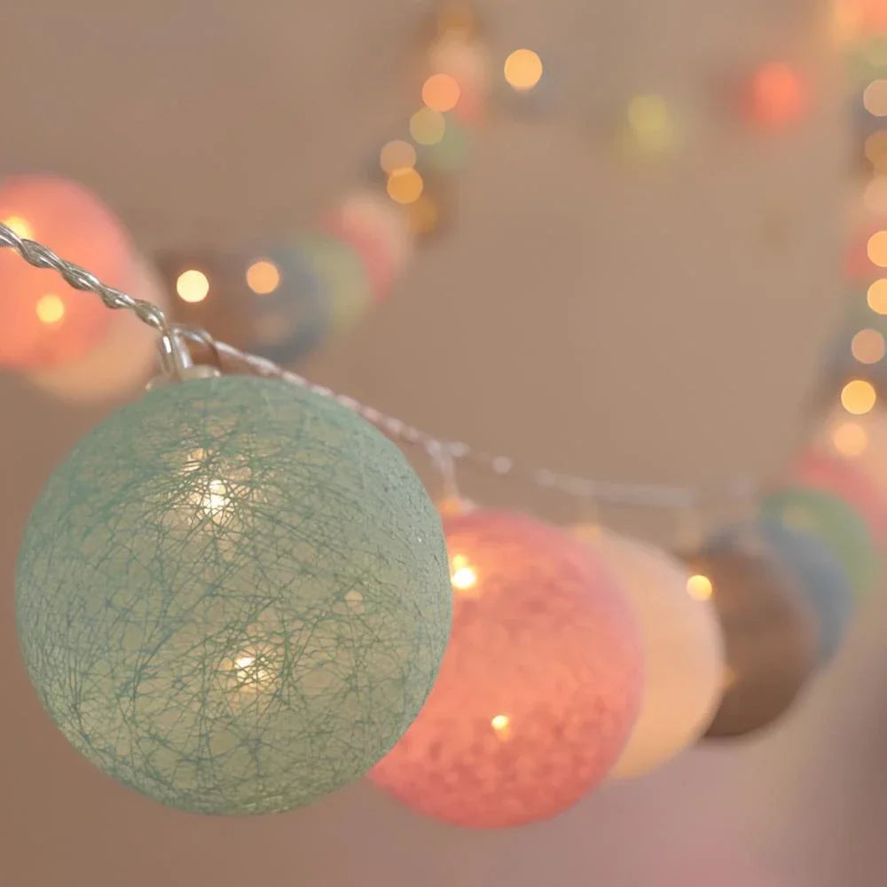 Katoenen Lichtbollenslinger Sfeerverlichting Kinderkamer Feestdecoratie USB Batterij 1,5 tot 10 Meter | Sulvida