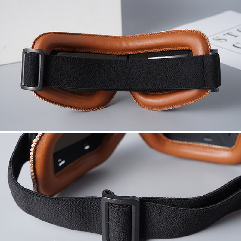 Motorgoggles Leer Vintage Aviator Over Bril Motorrijden Ski Bescherming UV Windscherm Verstelbaar Retro | Sulvida