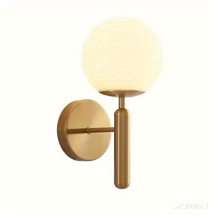 Glazen Wandlamp Sfeervol Licht Metalen Montuur Zwart Goud Slaapkamer Badkamer Hal Woonkamer Wandverlichting | Sulvida