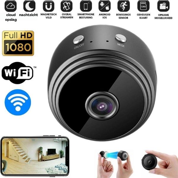 Draadloze Mini Beveiligingscamera HD 1080P WiFi 150° Kijkhoek Nachtzicht Compacte Bewakingscamera Binnen | Sulvida