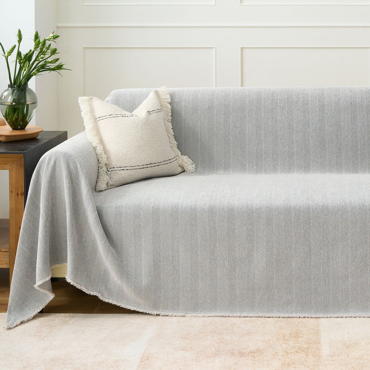 Geweven Bankhoes Visgraat Patroon Meubelbeschermer Huisdiervriendelijk Wasbaar Decoratief Sofa Woonkamer | Sulvida