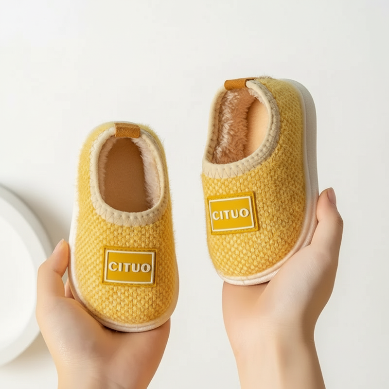 Chaussons d’hiver pour enfants doublés en polaire, avec semelle antidérapante, chauds et doux, rose, vert, marron, 12-18 mois, chaussures pour bébé | Sulvida