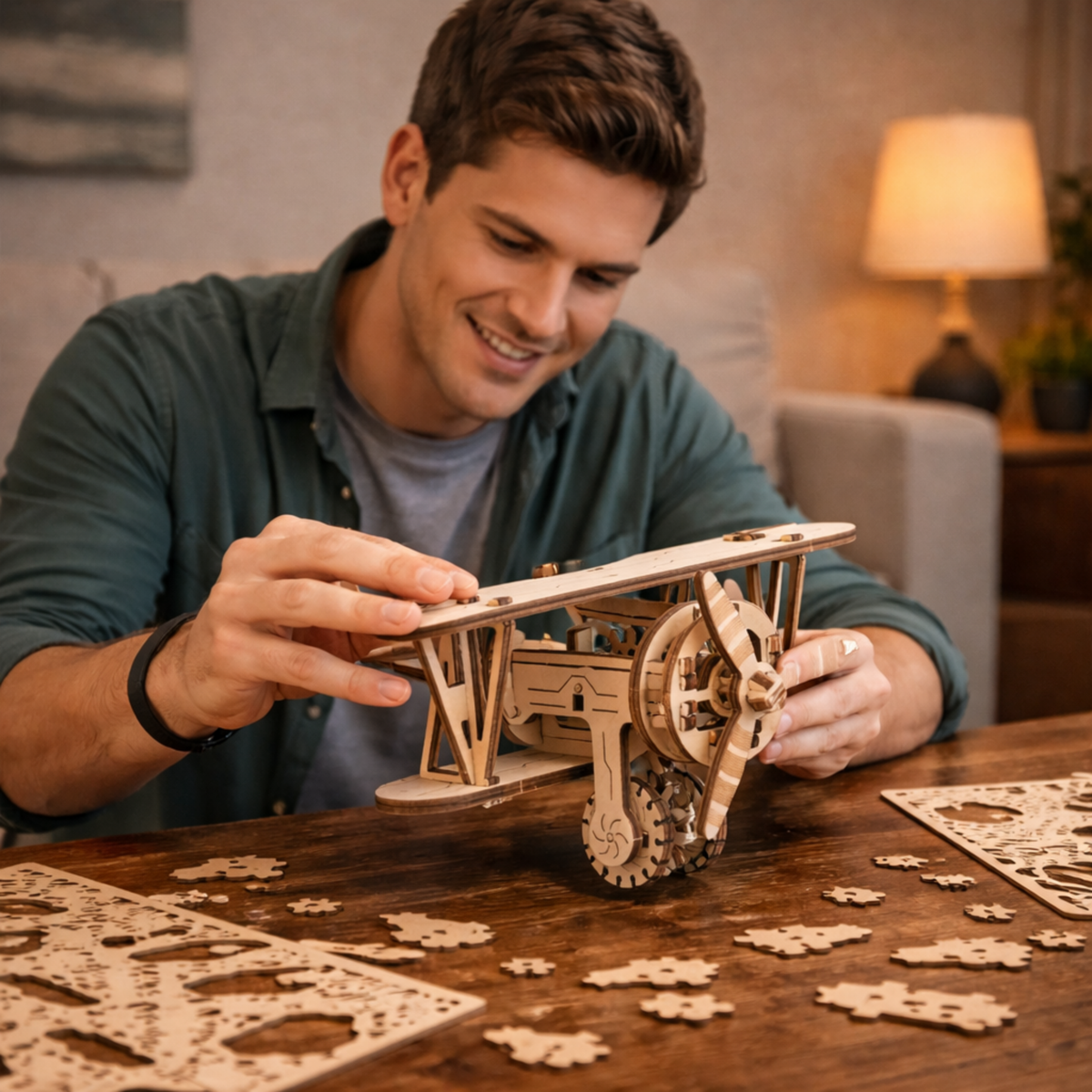 3D Houten Vliegtuig Bouwpakket Mechanisch Model Puzzel Cadeau Decoratie Volwassenen DIY Zelfbouw Creatief | Sulvida