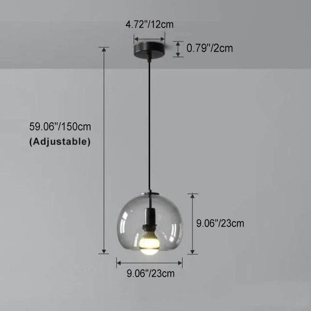 Rookgrijze Koepel Hanglamp Handgeblazen Glas Modern Design Eettafel Woonkamer Slaapkamer 23cm Industrieel | Sulvida