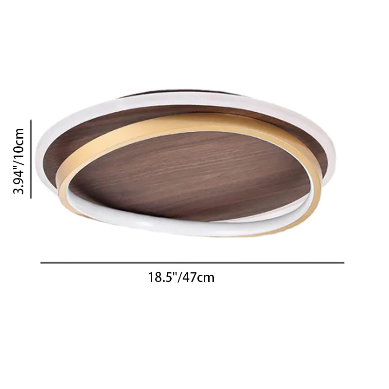 Scandinavische LED Plafondlamp Walnoot Goud 37-57 cm Geïntegreerde Verlichting Modern Design Woonkamer | Sulvida