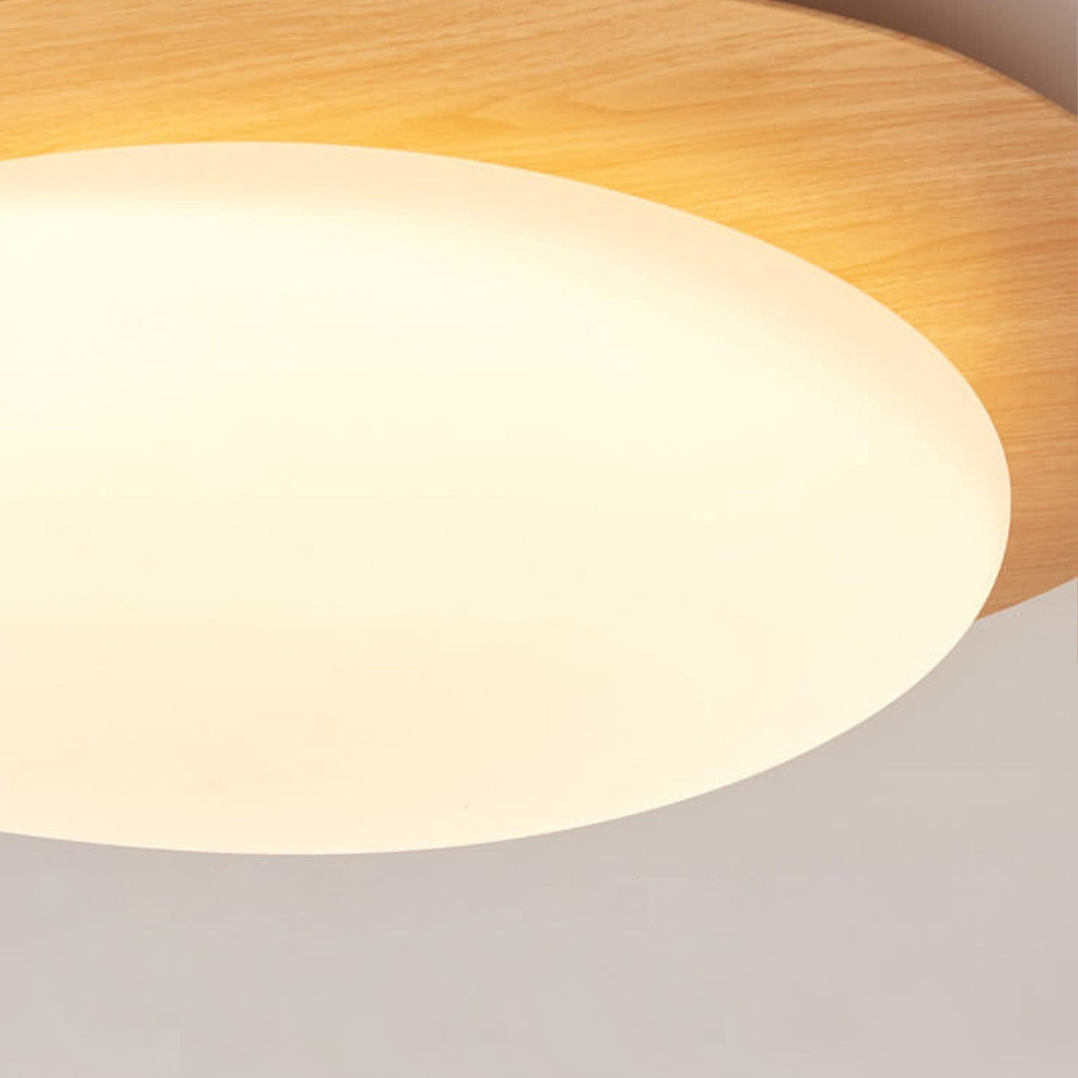 LED plafondlamp met houtafwerking ovaal Scandinavisch design dimbaar warm neutraal koel licht woonkamer | Sulvida