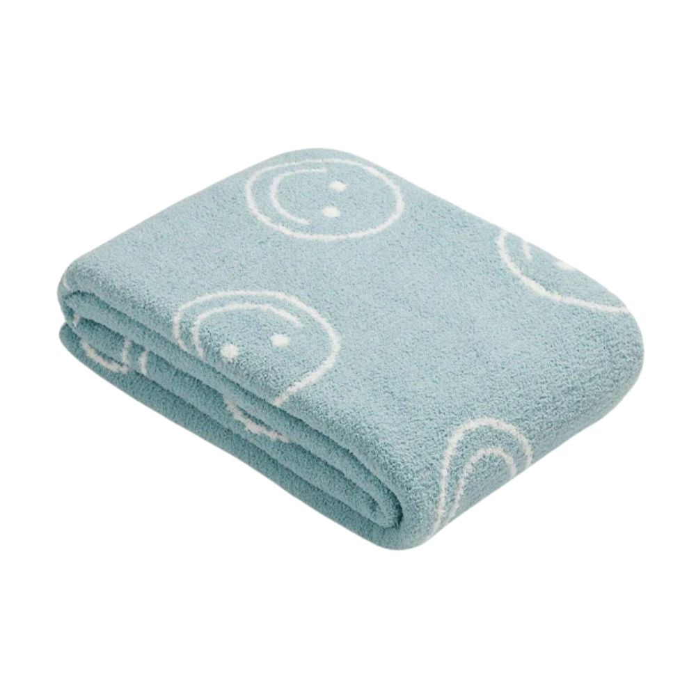 Pluche Plaid met Smiley Patroon – Zachte Fleece Deken voor Woonkamer Slaapkamer Bank Stoel Warm Decoratief | Sulvida