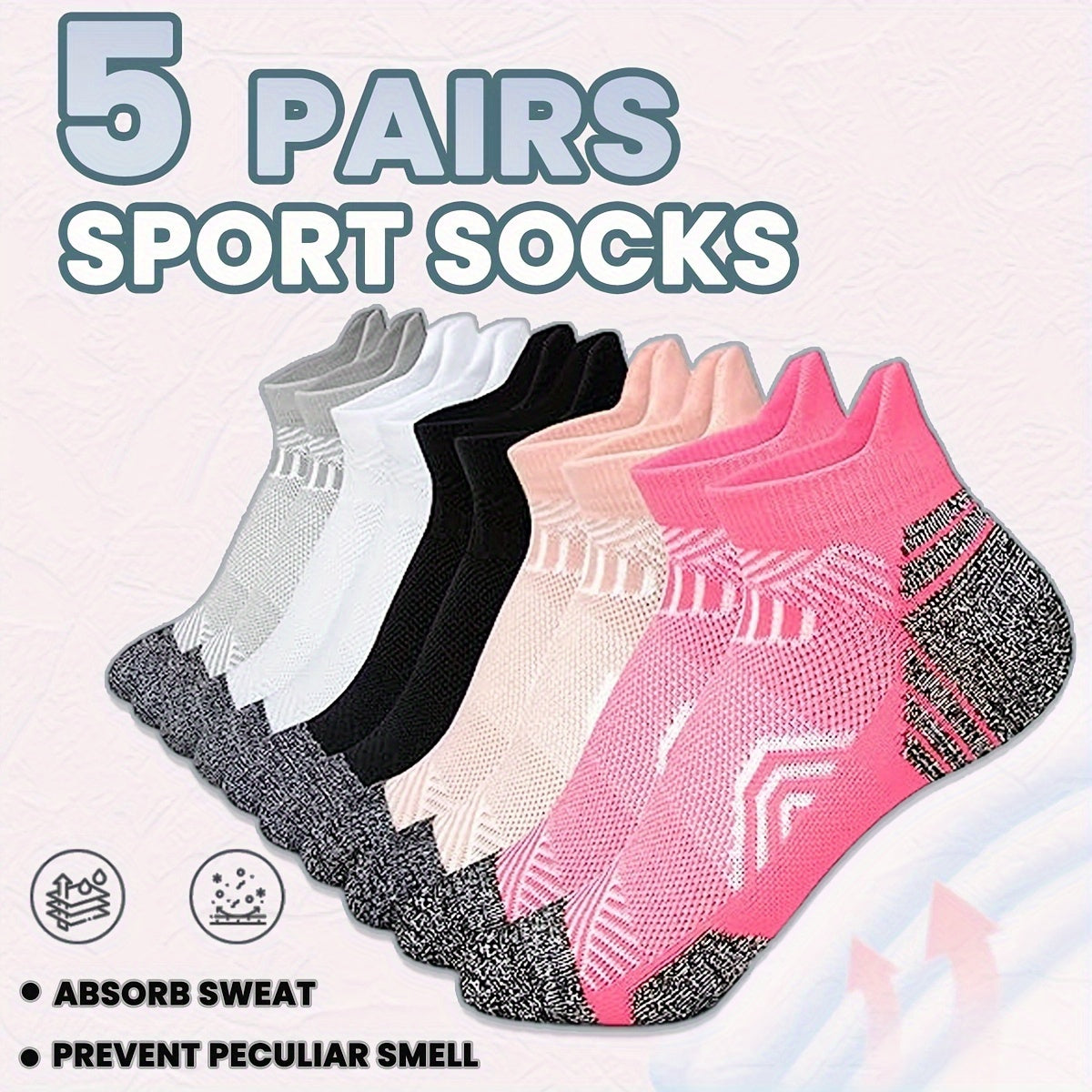 Dames Sportsokken Set Ademend Katoen – 5 Paar One Size Compressiesokken Hardlopen Wandelen Fitness Yoga | Sulvida