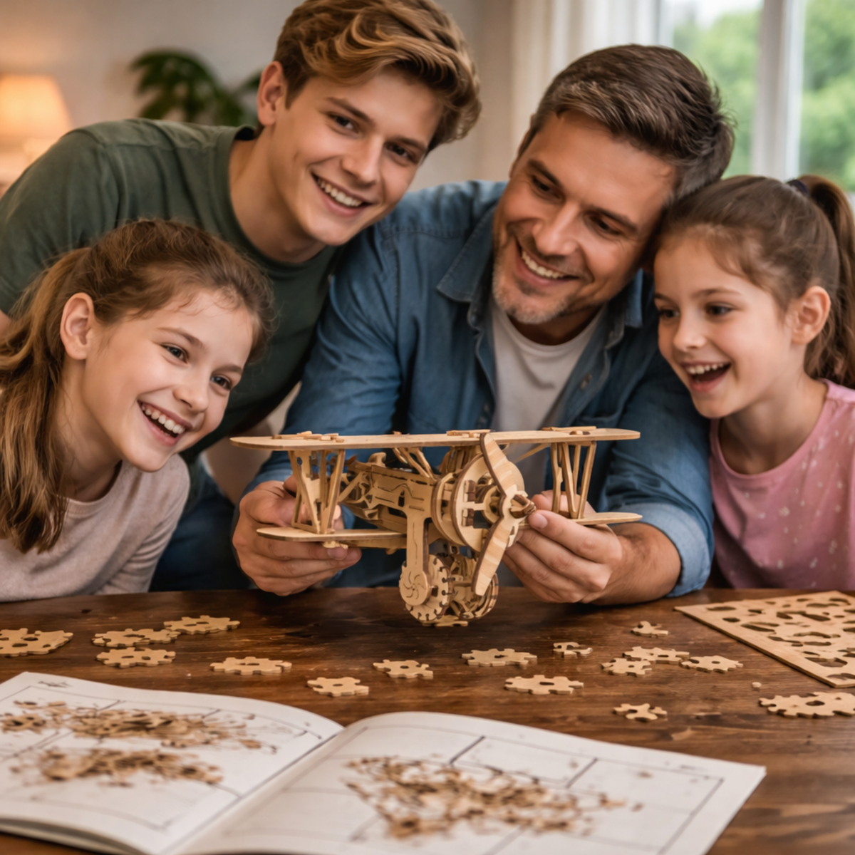 3D Houten Vliegtuig Bouwpakket Mechanisch Model Puzzel Cadeau Decoratie Volwassenen DIY Zelfbouw Creatief | Sulvida