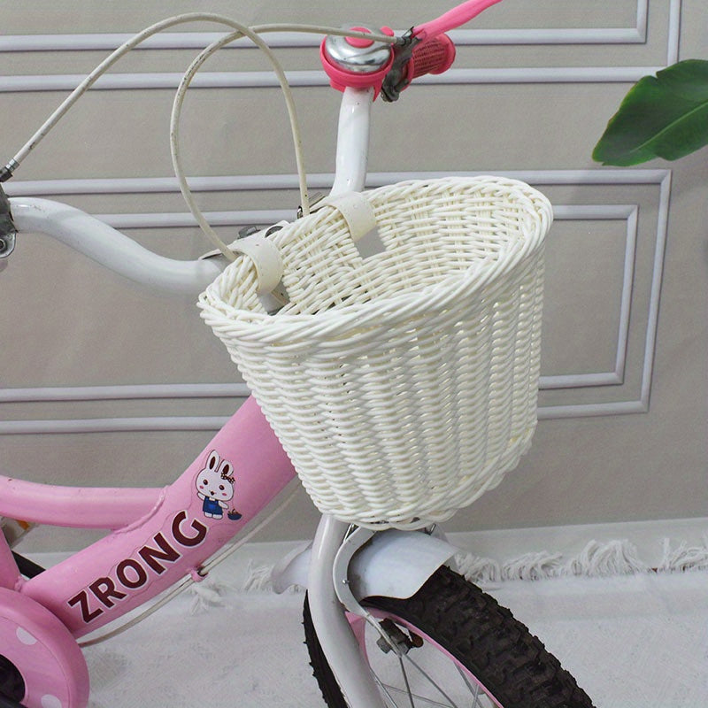 Geweven Fietsmand voor Kinderen Kunstriet Roze Wit Zwart Paars Bruin Stuurmand Fietsaccessoire Retro | Sulvida
