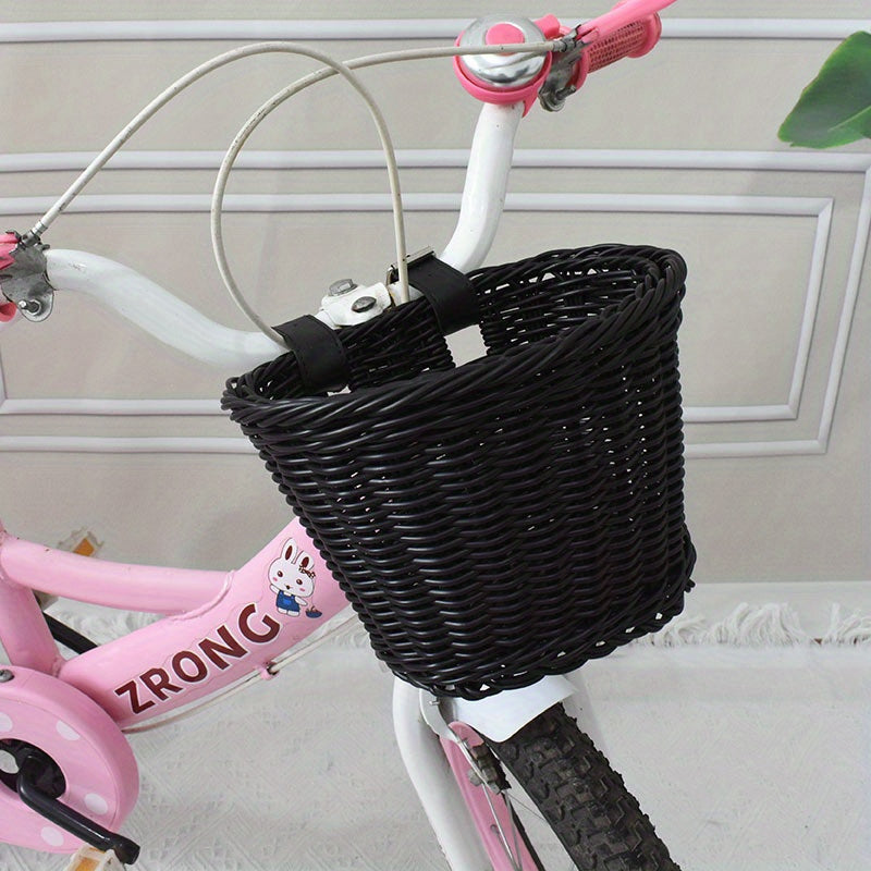 Geweven Fietsmand voor Kinderen Kunstriet Roze Wit Zwart Paars Bruin Stuurmand Fietsaccessoire Retro | Sulvida