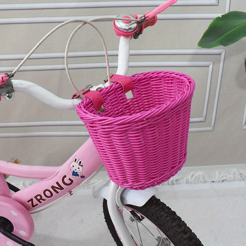 Geweven Fietsmand voor Kinderen Kunstriet Roze Wit Zwart Paars Bruin Stuurmand Fietsaccessoire Retro | Sulvida