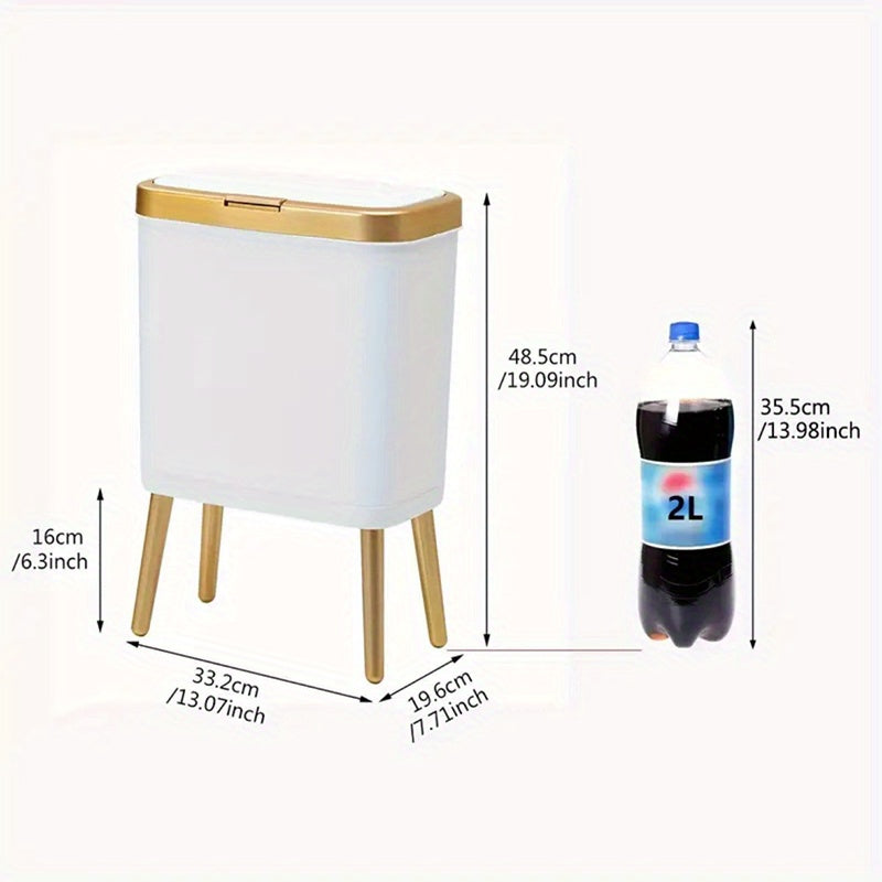 Afvalbak 15 liter met geurslot en verhoogde poten voor keuken badkamer | Stijlvolle moderne prullenbak | Sulvida