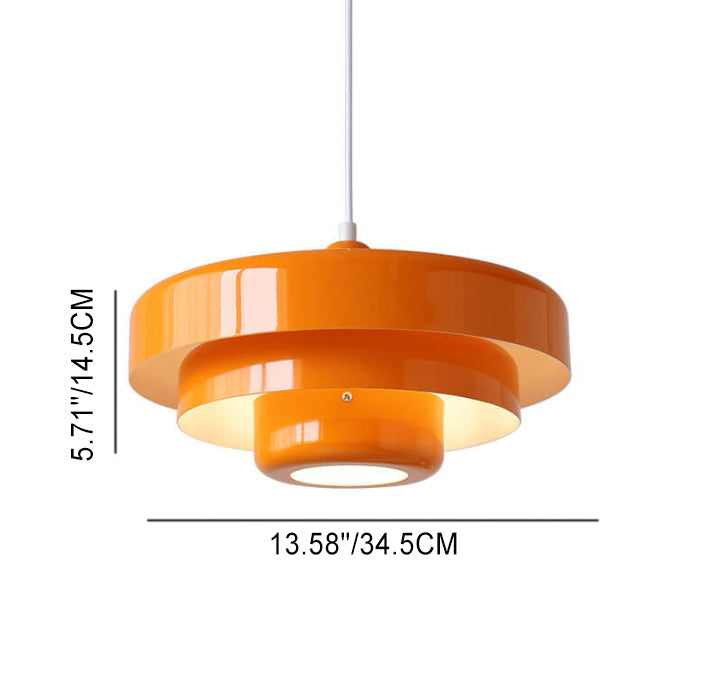 Metalen hanglamp meerlaags rond vintage design oranje groen wit voor woonkamer eetkamer hal slaapkamer | Sulvida