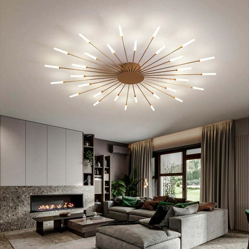 Plafondinbouwlamp LED Metaal Vuurwerkdesign Zwart Goud Woonkamer Slaapkamer Eetkamer Modern Industrieel | Sulvida