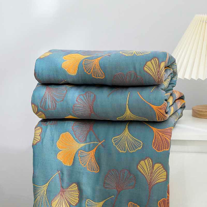 Omkeerbaar Katoenen Quilt Ginkgoblad Patroon - Tweepersoons Dekbed met Kussensloop - Zachte Katoen Sprei voor Bed - Duurzaam Dekbedovertrek | Sulvida