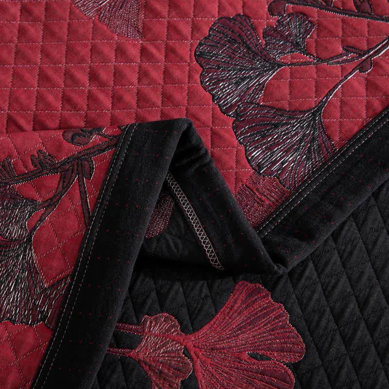 Omkeerbaar Quilt Dekbed met Ginkgo Blad Patroon 100% Katoen Zacht Ademend Tweezijdig Beddengoed voor Alle Seizoenen Slaapkamer | Sulvida