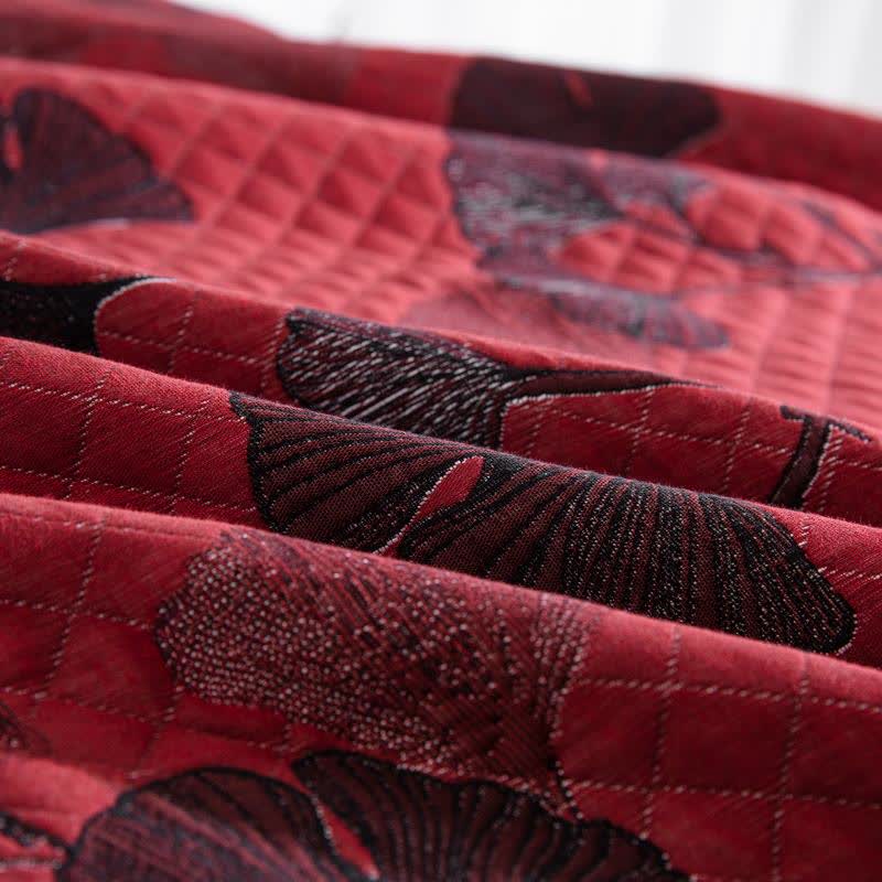 Omkeerbaar Quilt Dekbed met Ginkgo Blad Patroon 100% Katoen Zacht Ademend Tweezijdig Beddengoed voor Alle Seizoenen Slaapkamer | Sulvida