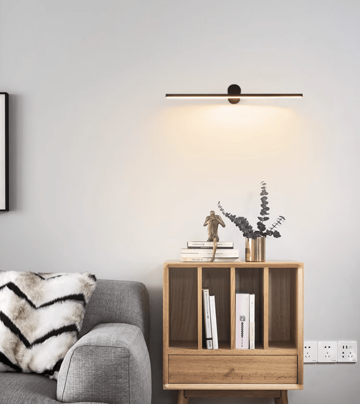 Oplaadbare Wandlamp Zwart met Afstandsbediening 60 80 100 120cm LED Dimbaar Boven Spiegel Badkamer Verlichting | Sulvida