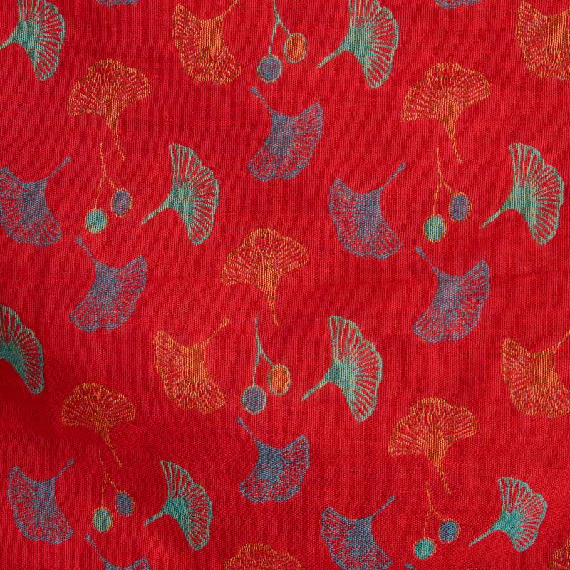 Katoenen Kimono Badjas met Ginko-Motief – Tweekleurige Ochtendjas van Ademende Katoenen Gaas – Unisex Nachtjapon met Verstelbare Taille voor Dames en Heren | Sulvida