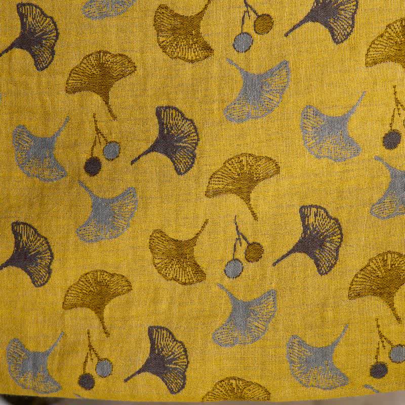 Katoenen Kimono Badjas met Ginko-Motief – Tweekleurige Ochtendjas van Ademende Katoenen Gaas – Unisex Nachtjapon met Verstelbare Taille voor Dames en Heren | Sulvida