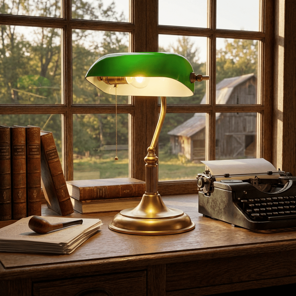 Bankierslamp Messing Groen Glas Klassiek Bureaulamp Leeslamp Sfeerlicht Dimbaar Notarislamp Retro Tafellamp | Sulvida