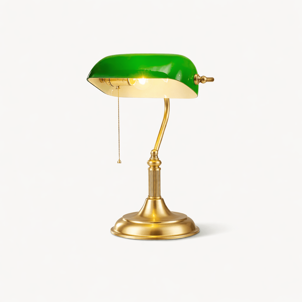 Bankierslamp Messing Groen Glas Klassiek Bureaulamp Leeslamp Sfeerlicht Dimbaar Notarislamp Retro Tafellamp | Sulvida