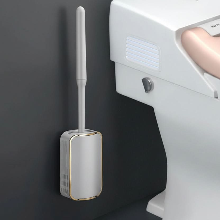 Wandmontage Toiletborstel met Sneldrogende Houder Zwart Goud Zilver Hygiënisch Badkamer Schoonmaakset | Sulvida