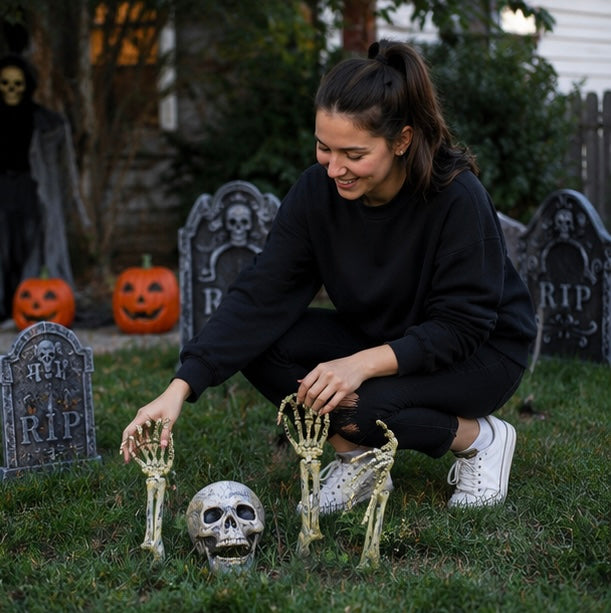 Decoratieve Skelethand Plastic Tuindecoratie Wit 46cm Griezelig Halloween Decoratie Tuin Terras Buiten | Sulvida