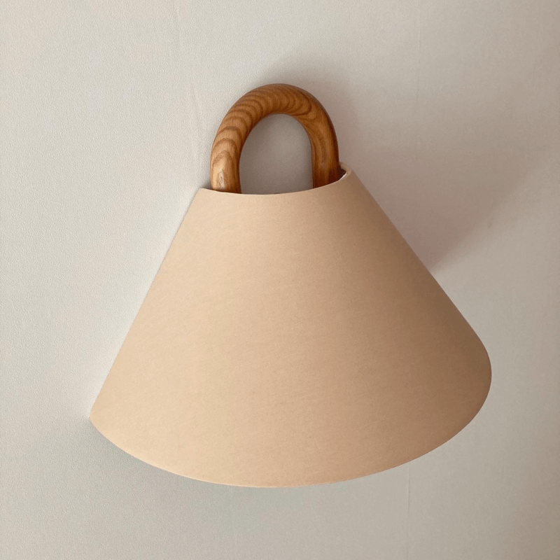 Wandlamp Massief Hout Halfronde Stoffen Kap Woonkamer Slaapkamer Sfeerverlichting Modern Design Warm Licht | Sulvida