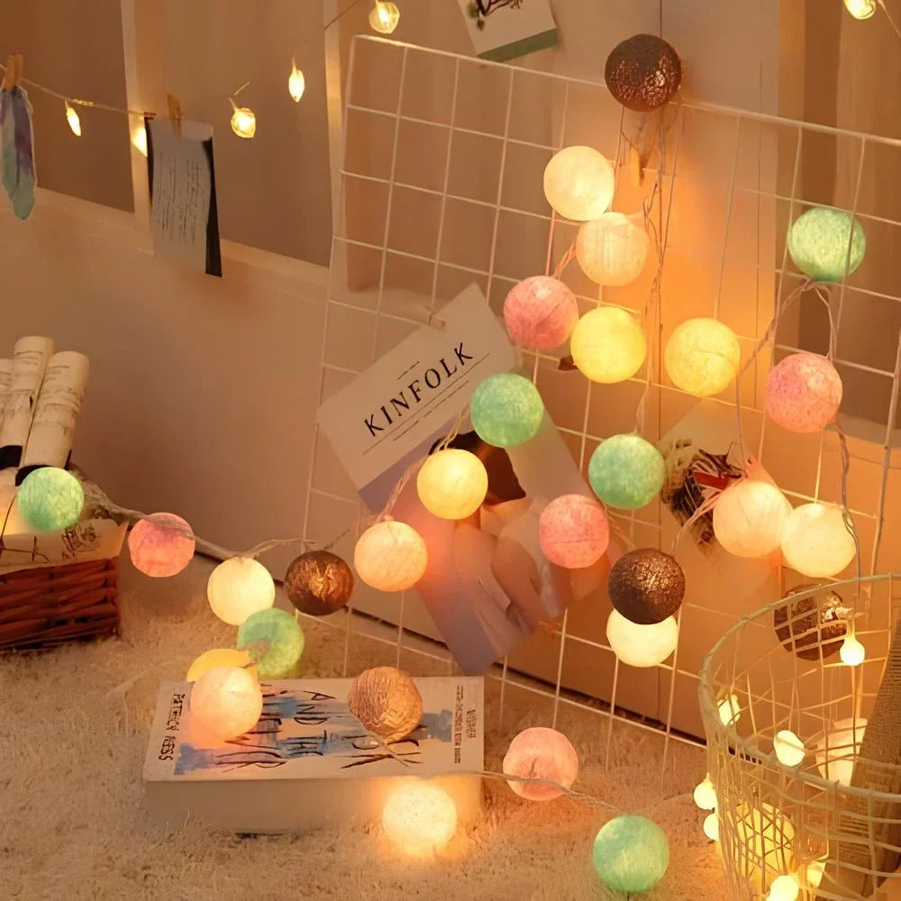 Katoenen Lichtbollenslinger Sfeerverlichting Kinderkamer Feestdecoratie USB Batterij 1,5 tot 10 Meter | Sulvida