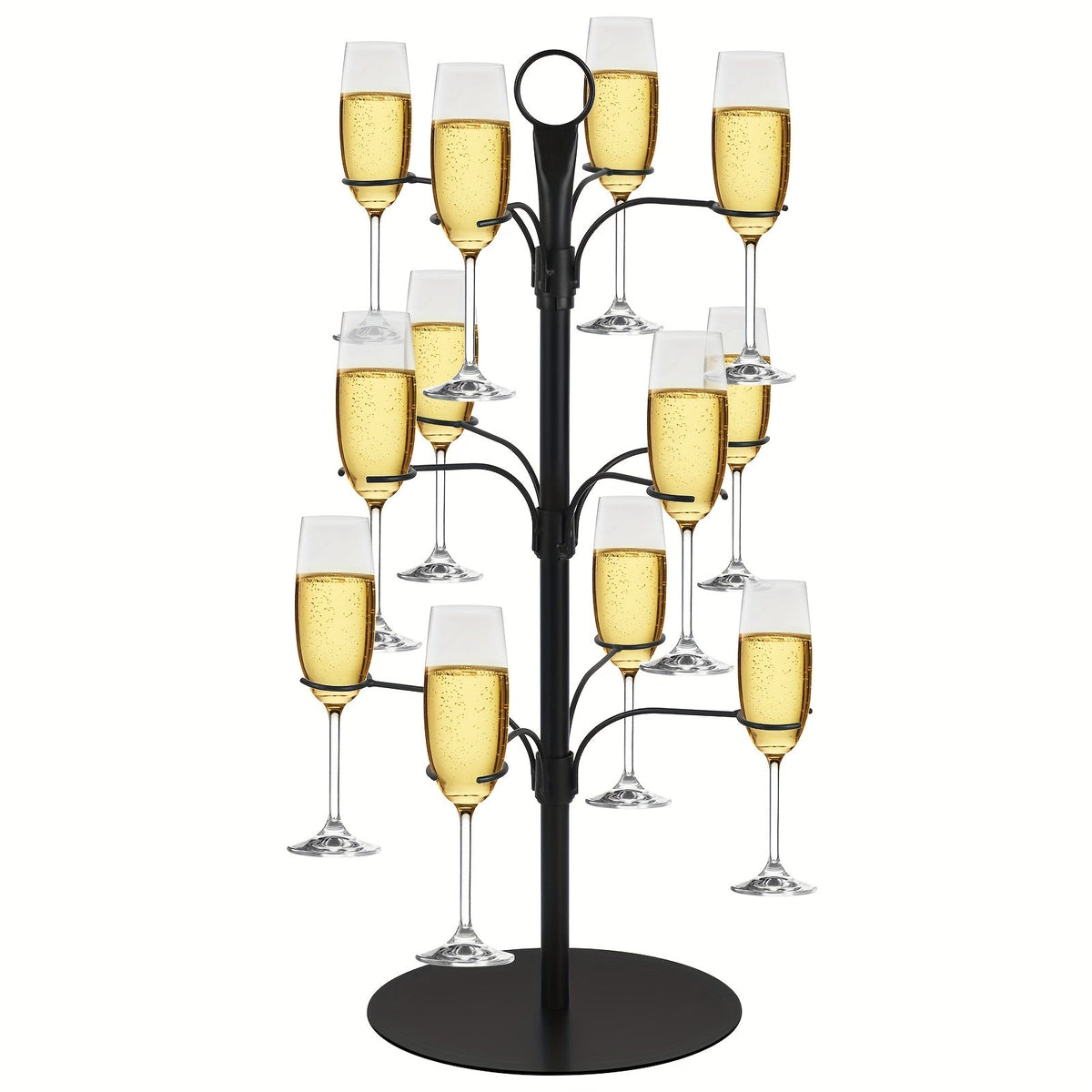 Metalen Glazenstandaard 12 Glazen Champagnehouder Drankenpresentatie Feesttafel Boomvorm Goud Zwart Stijlvol | Sulvida