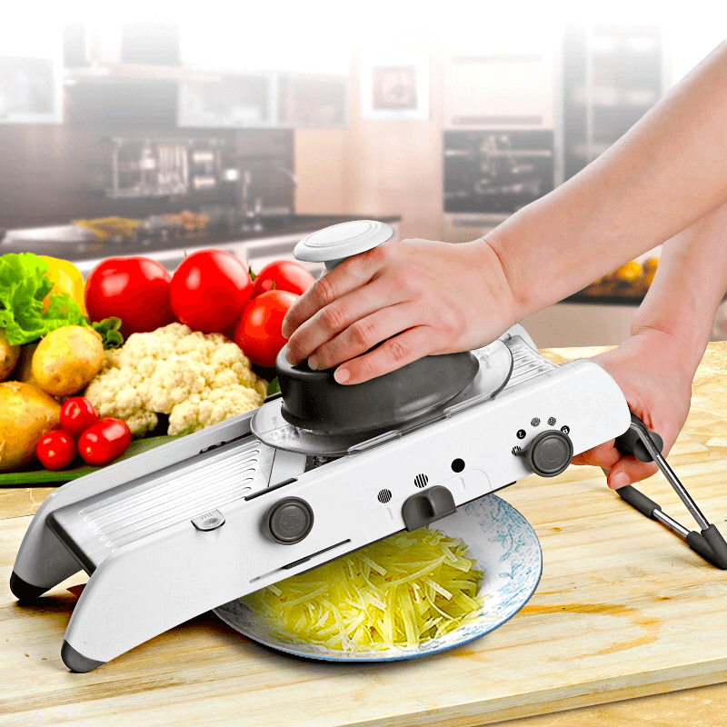 Mandoline coupe-légumes 18 pièces avec épaisseur réglable, lames en acier inoxydable, ustensile de cuisine polyvalent | Sulvida